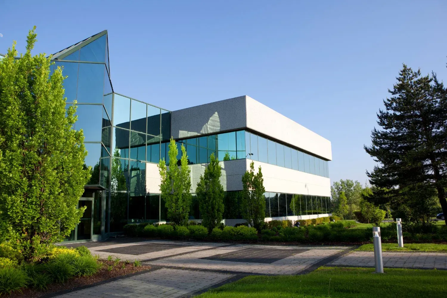 Professionally landscaped commercial grounds